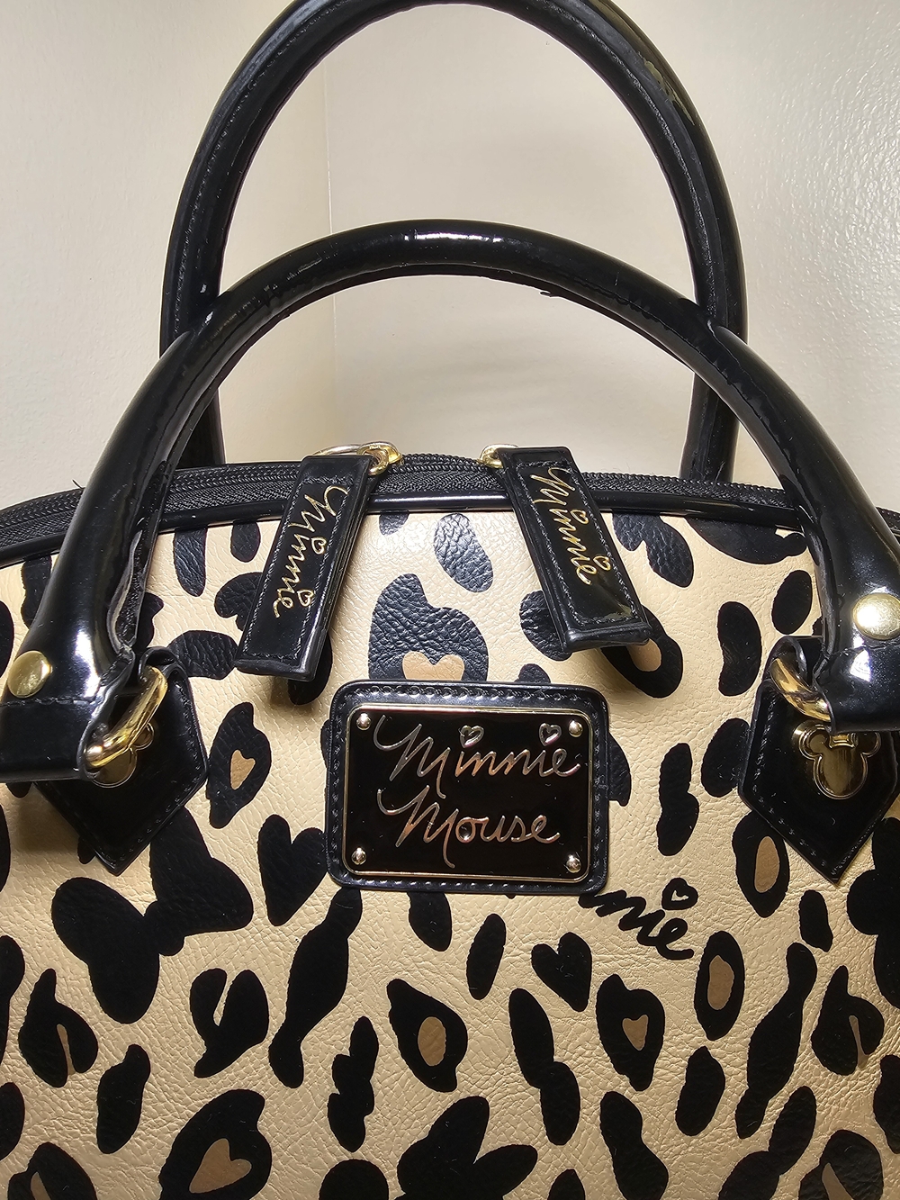 Loungefly Black and Tan Leopard Minnie Dome Satchel - Picture 2 of 6